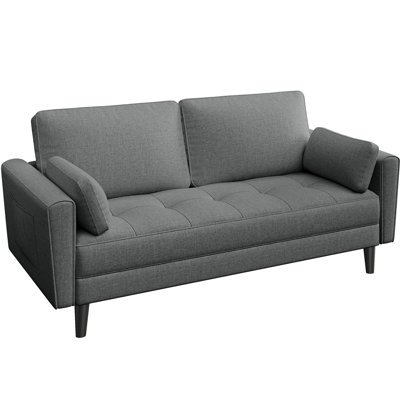 2 Seater Fabric Sofa Couch with Side Storage Pockets