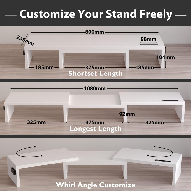 Berardinelli Engineered Wood Monitor Stand, White