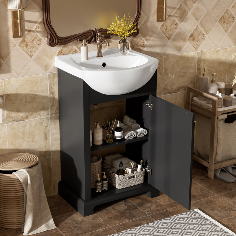 Meuble-lavabo autoportant avec lavabo, Noir