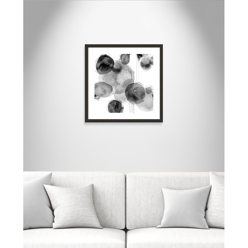 Gouttelettes - peinture encadrée, Noir/argenté, H 19,25 po x l 19,25 po x P 1,13 po