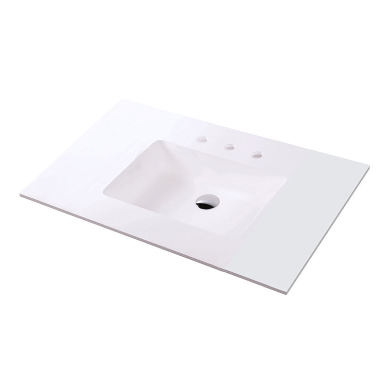 Kubitop 36'' L Bathroom Sink, Matte White, 3 Hole - 8" Centers