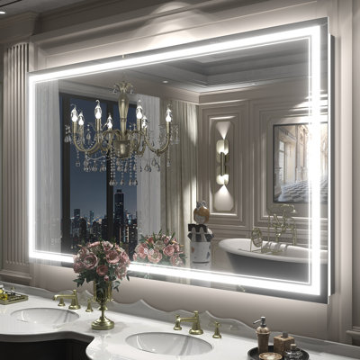 UL Certified Front & Back LED Anti-Fog Tempered Glass Bathroom/Vanity Mirror - Basics by Wayfair™