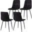 Ensemble de 4 chaises de salle à manger en velours, noir
