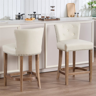 Ensemble de 2 tabourets de bar, hauteur de siège 26 po, tabourets de bar en bois en bois (2 pièces)