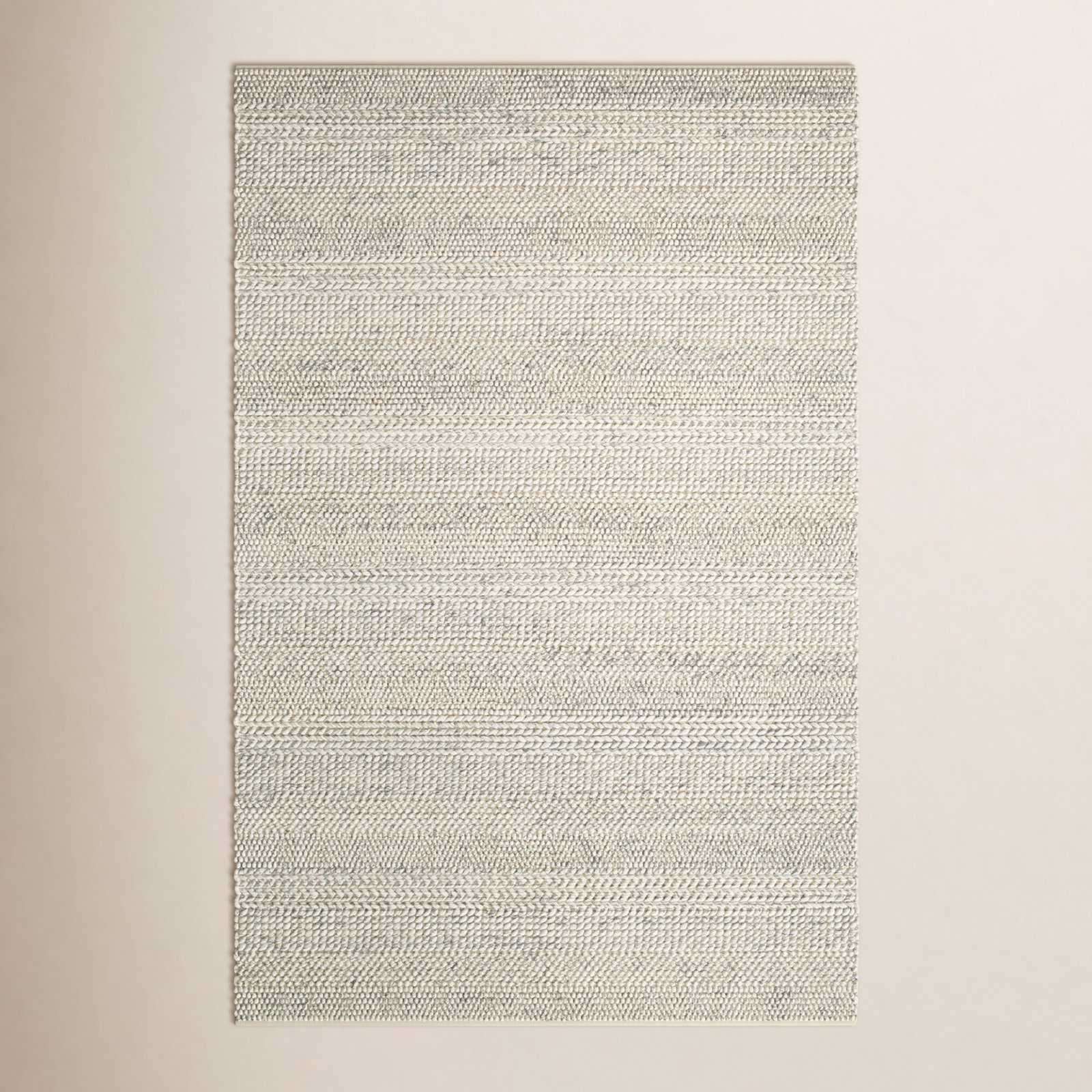 Zekia Beige Gray Flatweave Wool Rug, Rectangle 12' x 15'