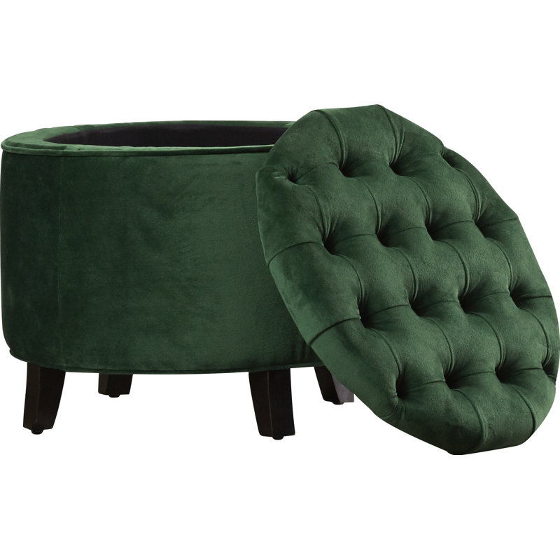Hemi Velvet Ottoman, Emerald Velvet