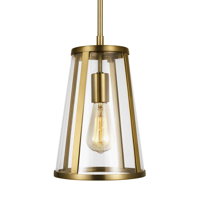 Luminaire suspendu conique à 1 lumière Merrin, H 12 po x l 8 po x p 8 po, Bronze brillant