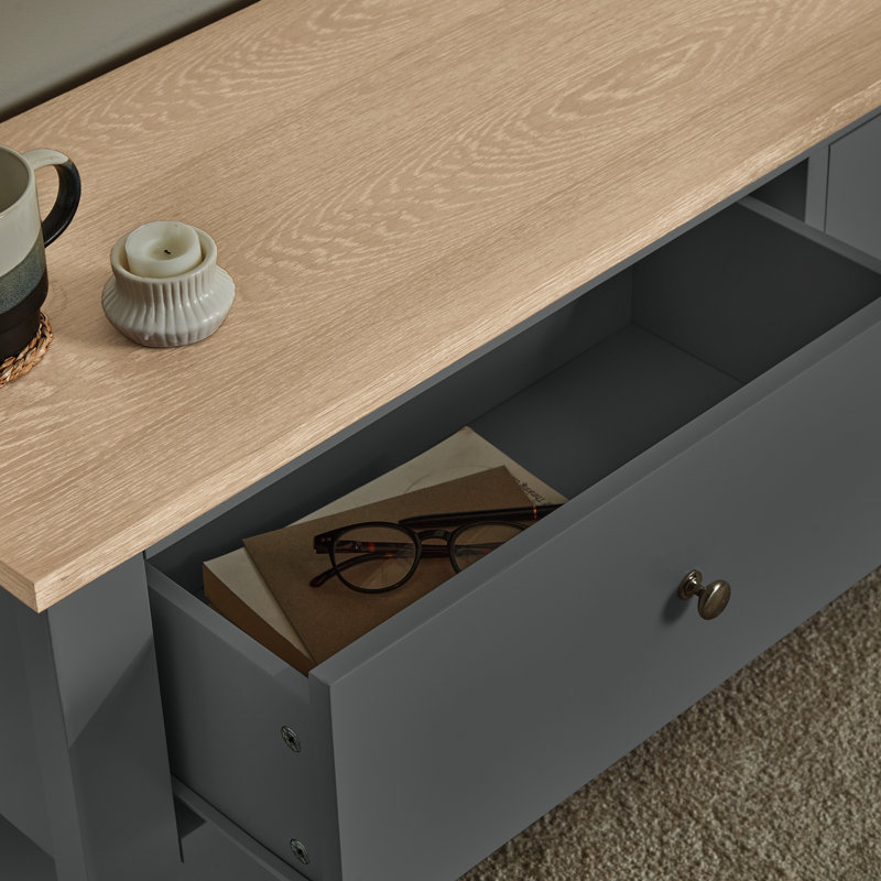 Kohen Unfinished TV Stand for TVs up to 50", Slate Grey