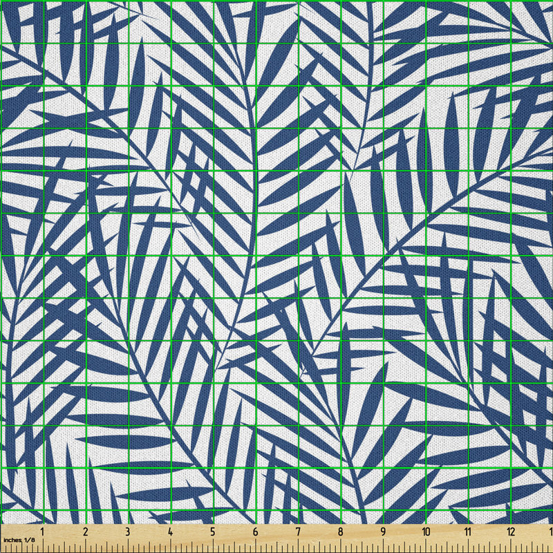 Dayvonne Blue Palm Tree Leaves Multi-Purpose Fabric