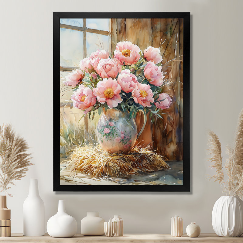Harvey - Floral Wall Decor, Noir, noir, noir, noir, H 20 po x l 12 po, Reproduction encadrée sans passe-partout