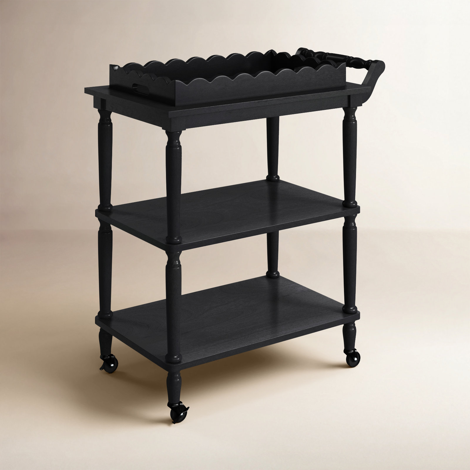Edan 3 Tier Dining Cart, Matte Black