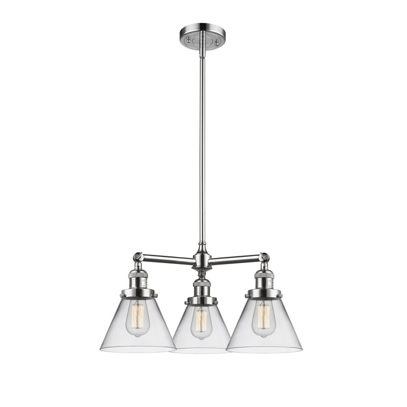 Lustre-light Malmesbury, Chrome poli, H 13 po x l 22 po x P 22 po, Transparent