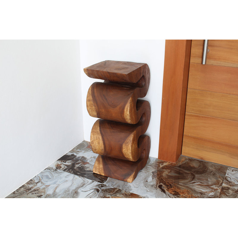 Raechell Solid Wood End Table, 30"H x 12"W x 14"D, Brown Wood