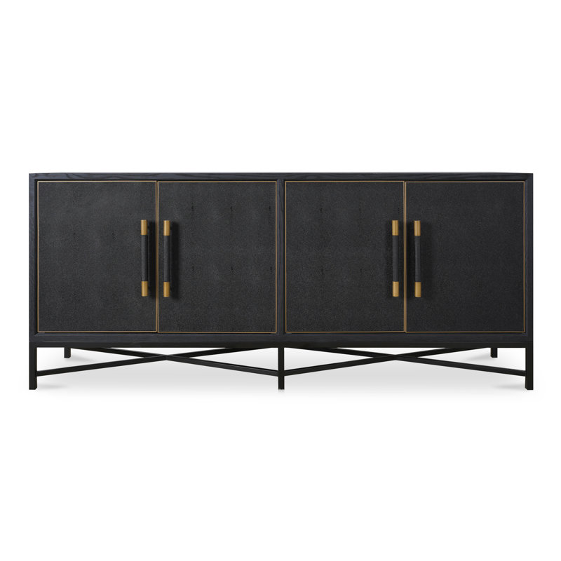 Meera 76" Wide Wood Sideboard, Black
