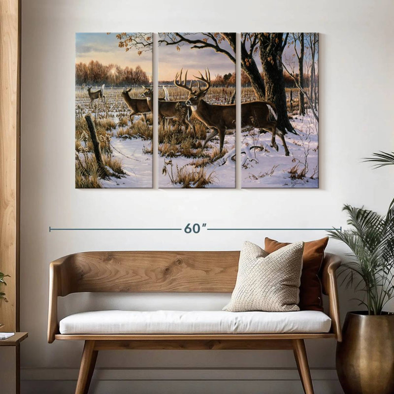 Brampt Cautious Crossing - Whitetails, 32" H x 50" W