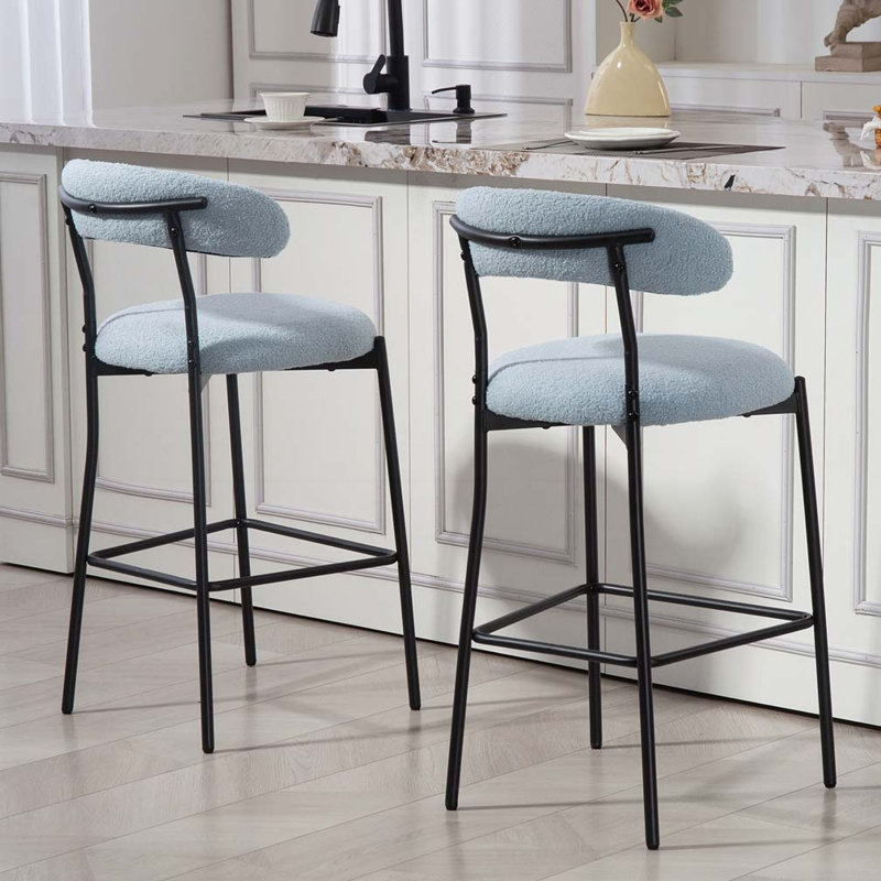 Tabourets de bar en tissu Teddy, Bleu