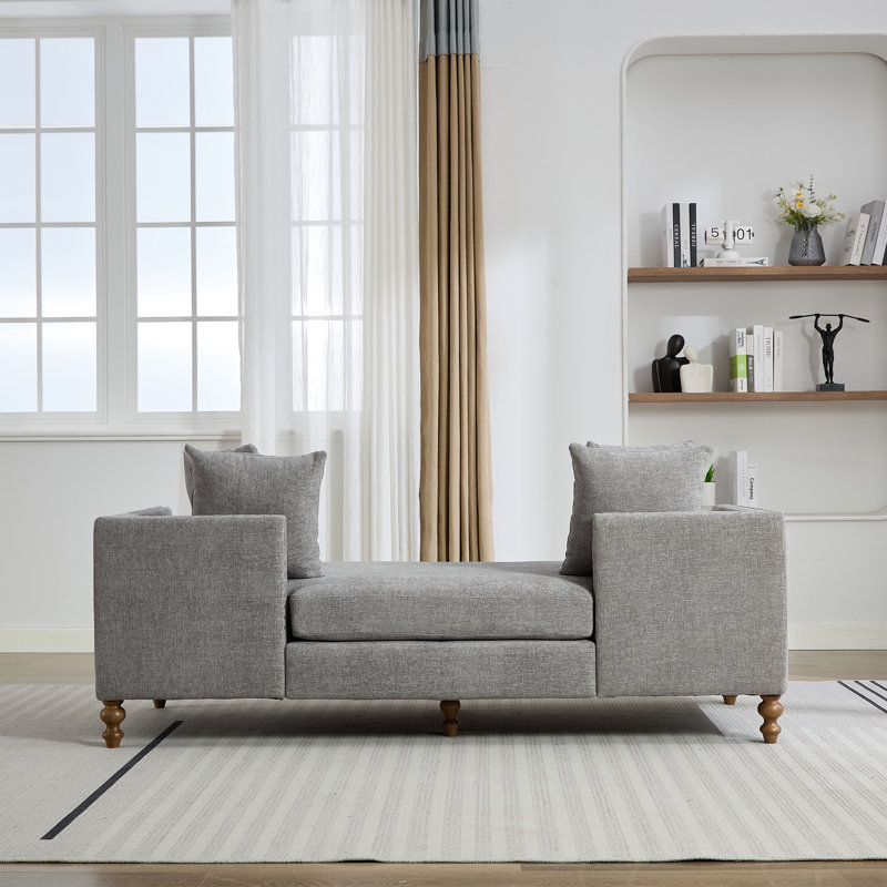 Modern Upholstered Chaise Lounge, Grey