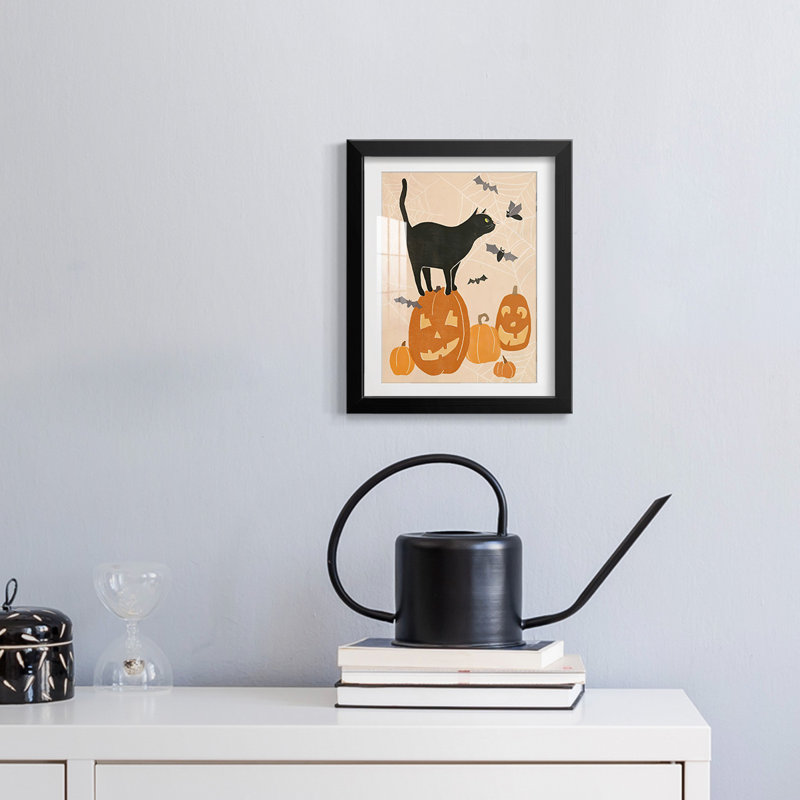 «Pumpkin Patch Cats I», impression encadrée, H 28,5 po x l 20,5 po, Noir