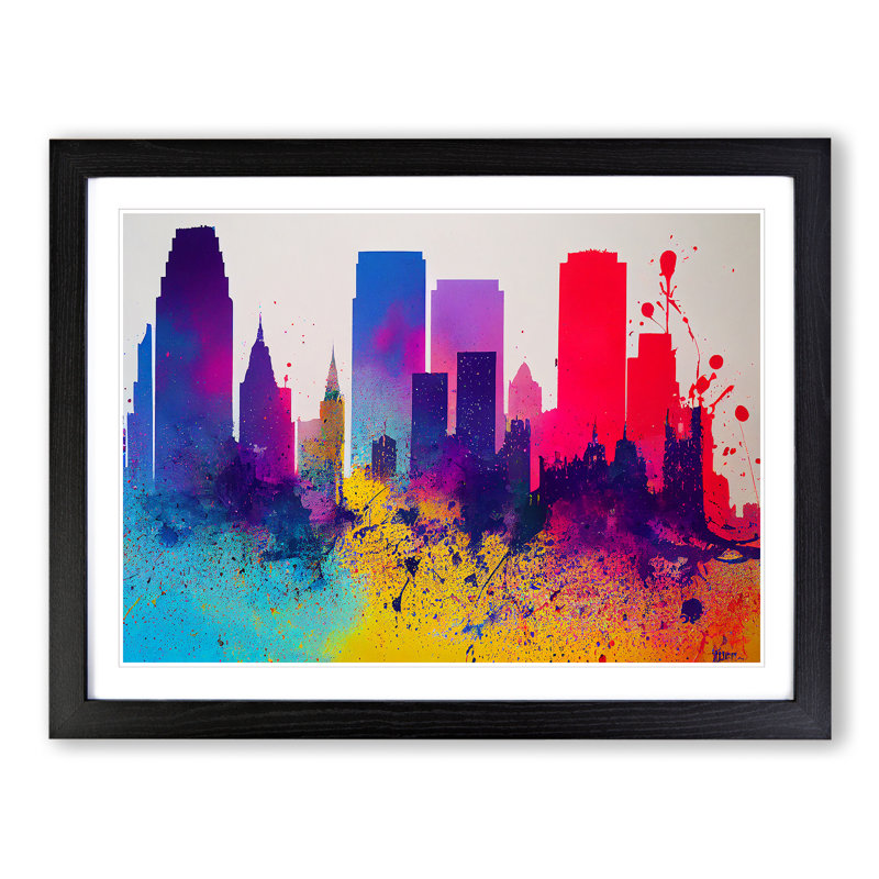 Skyscraper Skyline Splash Vol.2 Abstract - Framed Print, Black, 34cm H x 46cm W x 2cm D