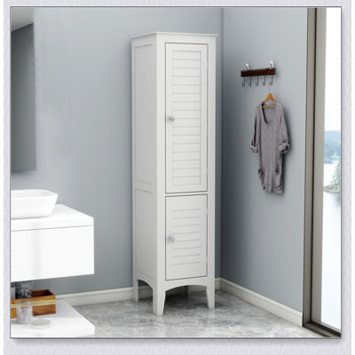 Tall Narrow Tower Freestanding Cabinet with 2 Shutter Doors