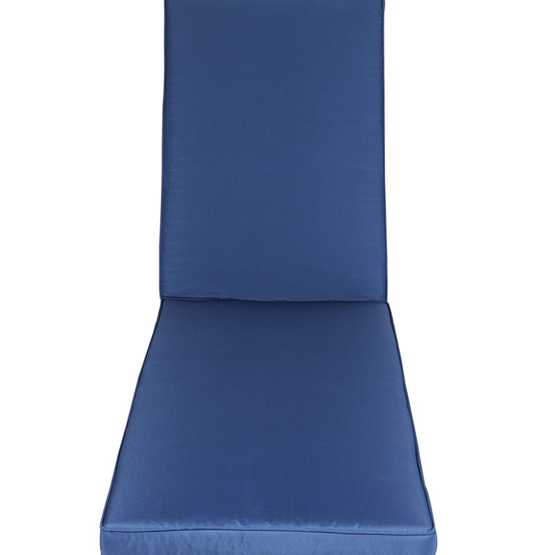 Chaise Lounge Cushion Replacement, Navy Blue, Fabric, High Resilience Sponge, Removable Zipper Covers, With Seat Straps For A Stable Position 2Pcs Outdoor Pads, Resistance, Soft Sponge Filling
