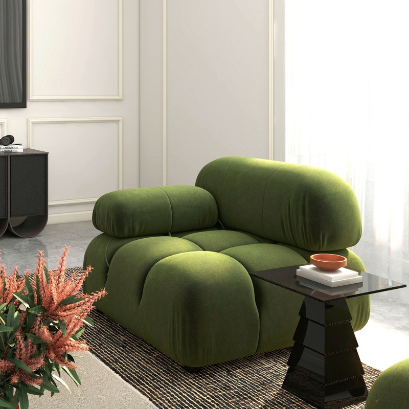 Fauteuil modulaire à bulles 36 po Marcel, velours performance vert olive Marcel, Velours vert olive