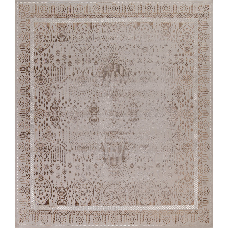 Tapis turc oriental transitionnel damassé 3 x 5, Carré 9 pi 10 po