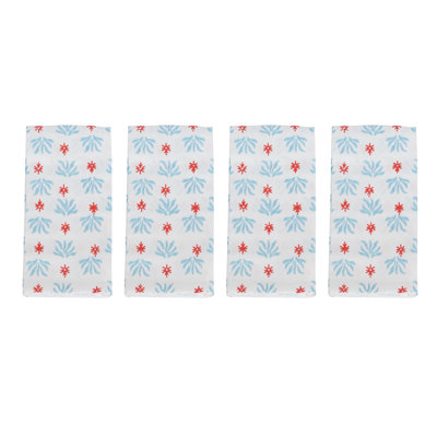 Serviettes biologiques S / 4 - Herbe de mer - Eau salée et coquelicot