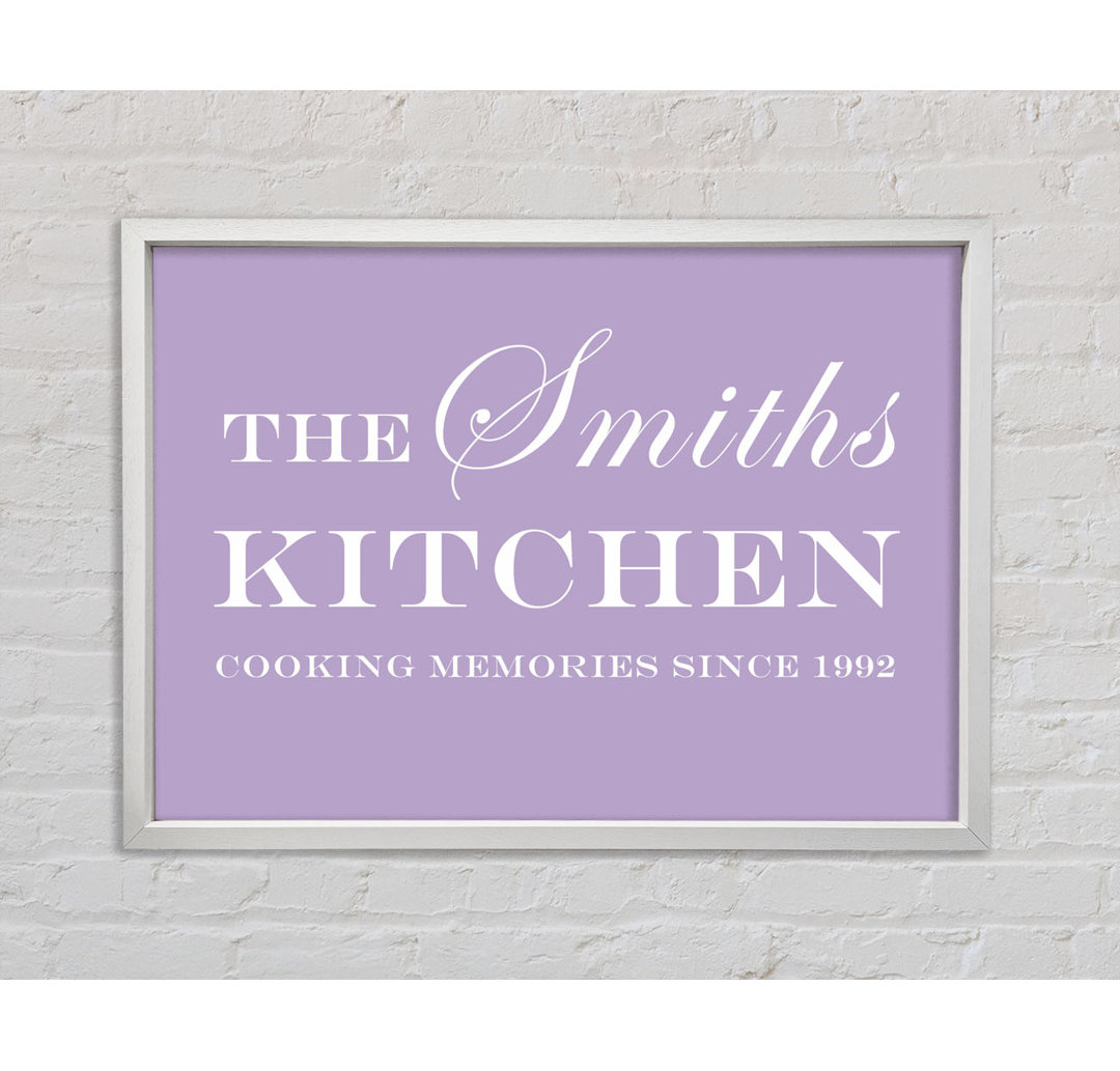 Kitchen Quote Your Family Name And Date Kitchen Dusty Pink - Single Picture Frame Art Prints on Canvas