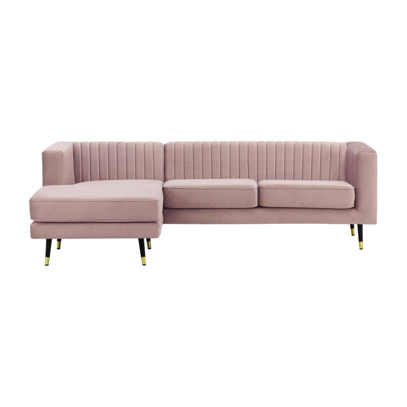 Monaville 4 Seater Velvet Sofa & Chaise, Left Hand Facing, Purple