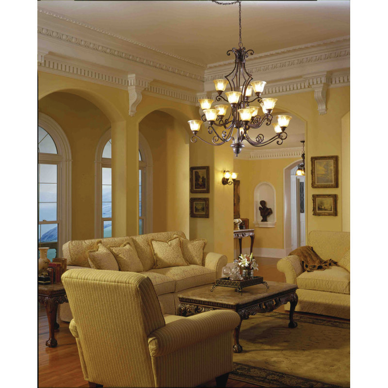 Hopson 15 - Light Dimmable Tiered Chandelier, Screen Amber