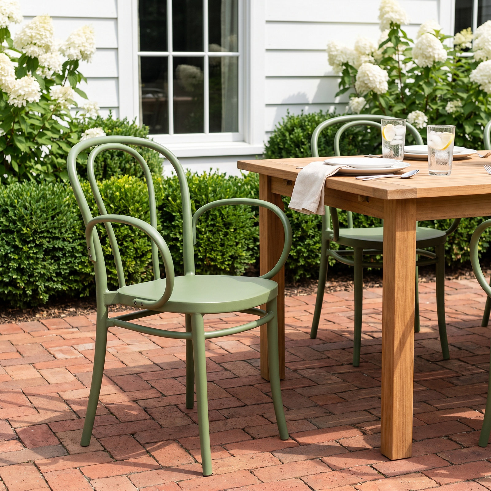 Farrah Stacking Patio Dining Armchair, Olive Green