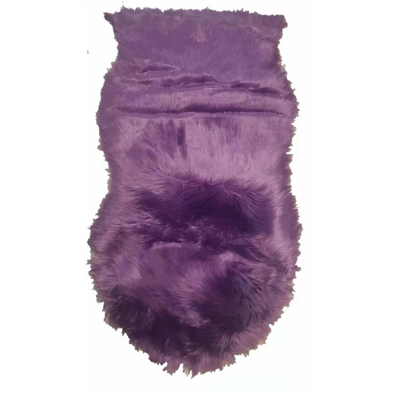 Oval 60 cm x 110 cm Sheepskin Dhurrie, Purple