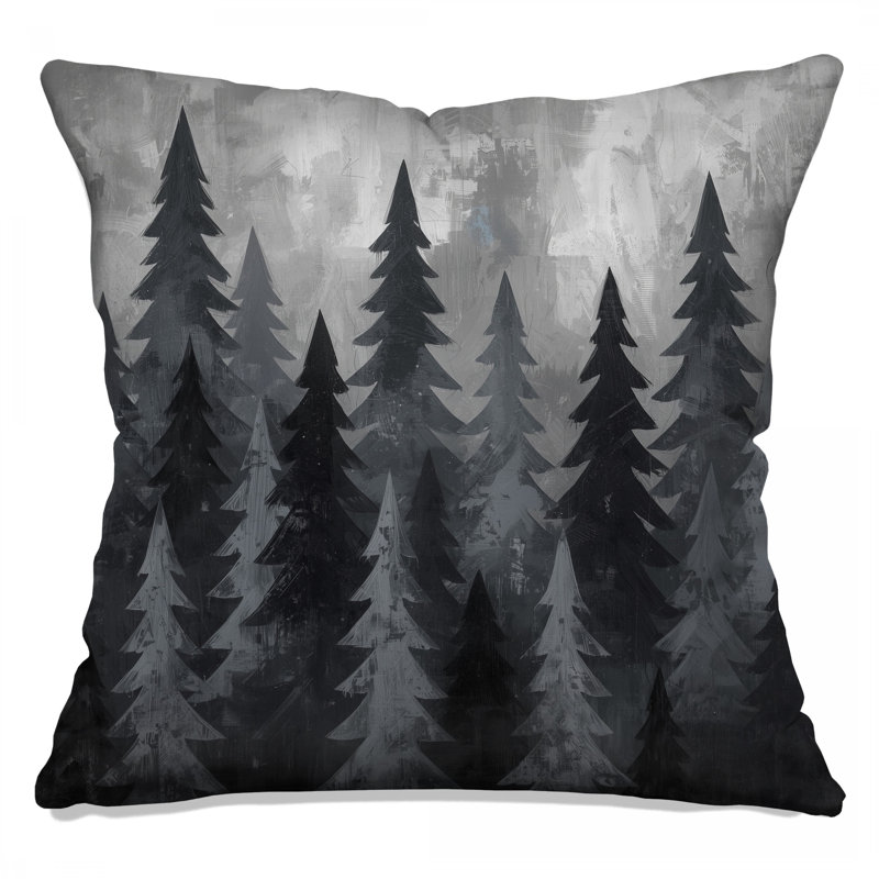 Coussins décoratifs gris Pine Tree Forest, 14 X 14 pouces
