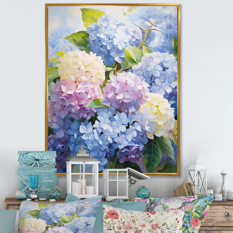Impression sur toile encadrée «Sangrey Blue Mauve», H 32 po x l 24 po x P 1 po, Cadre flottant doré