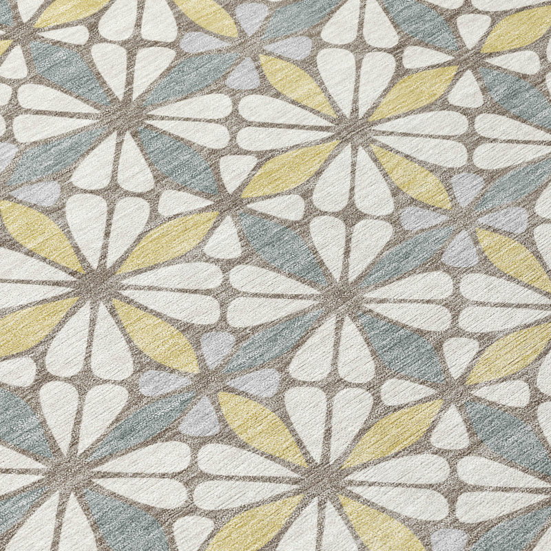 Machine Washable Indoor/Outdoor Chantille ACN2469 Geometric Rug, 8' x 10', Ivory