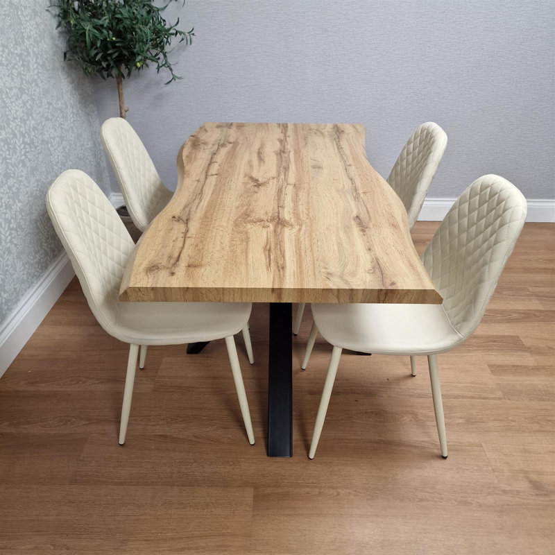 4 - Person Dining Set, Cream, 75cm H x 117cm W x 77cm D