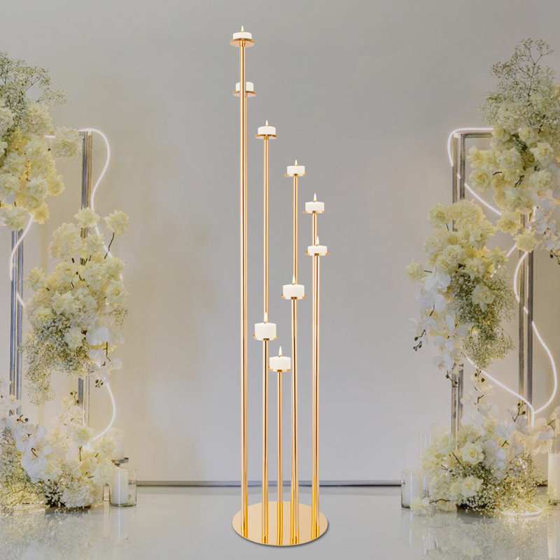 9-arm 47.2''H Decorative Elegant Gold Floorstanding Metal Candelabra