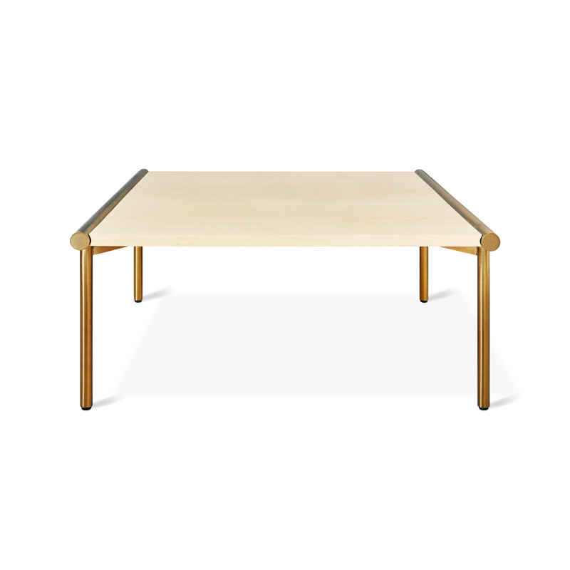 Manifold Coffee Table, Blonde Ash Top/Brass Base