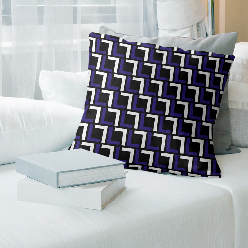 Housse de coussin Baltimore Football Luxury, 14 po x 14 po, Noir / blanc, Croisé en coton