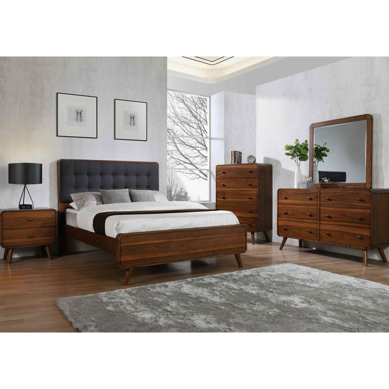 Carrington Dark Walnut Platform Bed, Queen