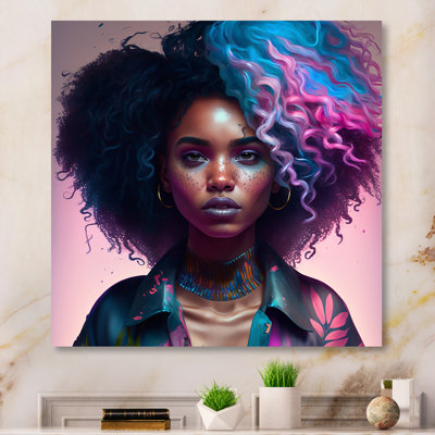 «Fashion Hip Hop Girl In Pink And Blue III», reproduction sur toile