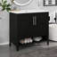 Meuble-lavabo de 36 po avec lavabo, comptoir intégré avec 4 tiroirs coulissants, tablette de rangement ouverte, fermeture en douceur, structure en bois massif