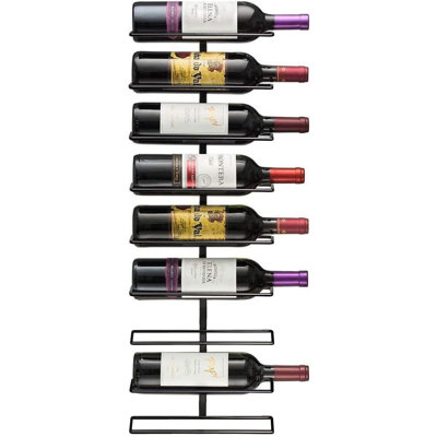 Wall Mounted Wine Rack, Metal Bottle Rack (9 Bottle, 1 Pack),Compact holder keeps bottles arranged for kitchens, dining rooms and home bars, with open