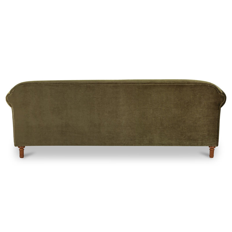 Harmony Sofa Dark Brown Faux Mohair, Deep Sage Faux Mohair