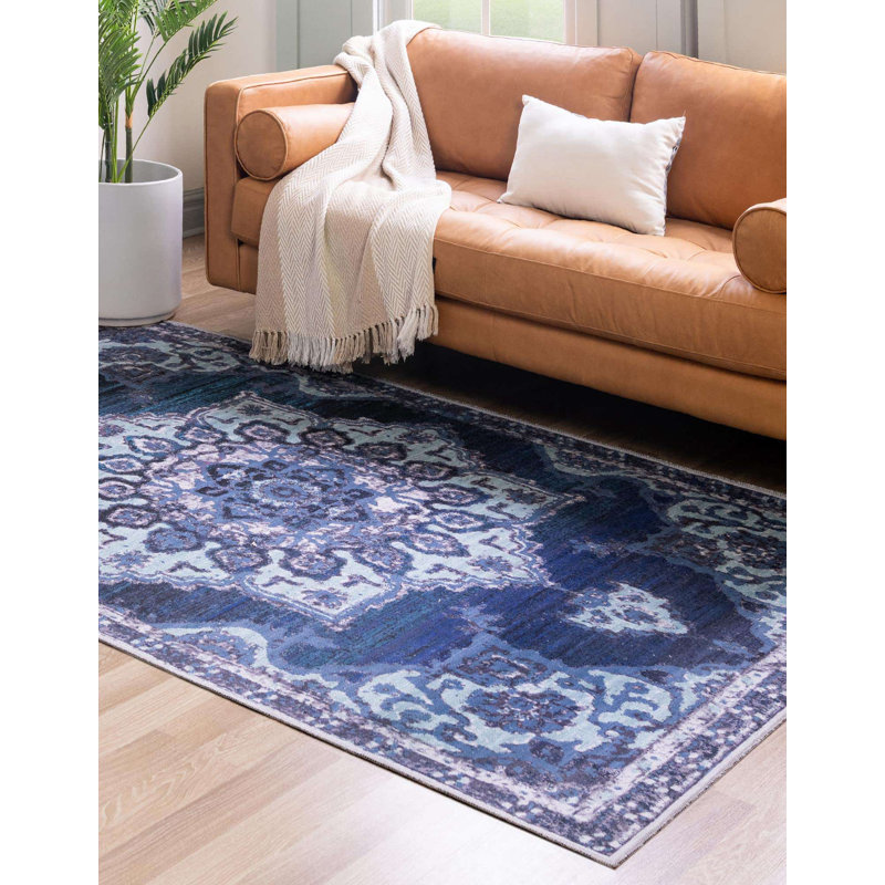 Tapis oriental gris / bleu Aten, Rectangle 10 pi 6 po x 13 pi 1 po
