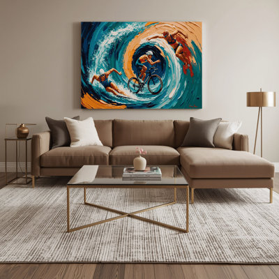 Sports Triathlon Blue Canvas Wall Art