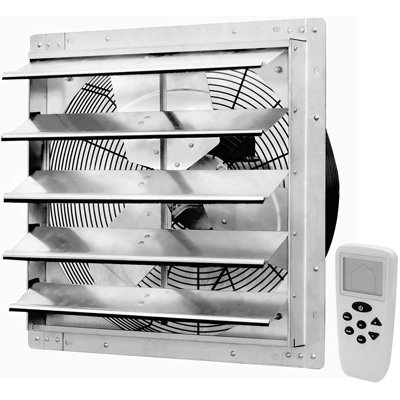 iLIVING ILG8SF18VC 18" Shutter Exhaust Fan with Wireless Smart Remote Controlled Thermostat and Humidity, Variable Speed Wall-Mounted Attic Vent Fan, Chicken Coop Ventilation, 1736 CFM, 2600 SQF Coverage Area