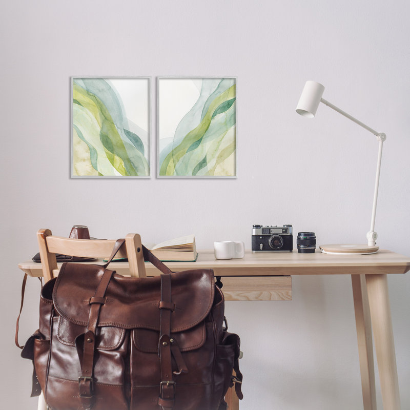 «Stupell Industries», ensemble de 2 toiles abstraites vertes par Grace Popp, H 14 po x l 11 po x P 1,5 po