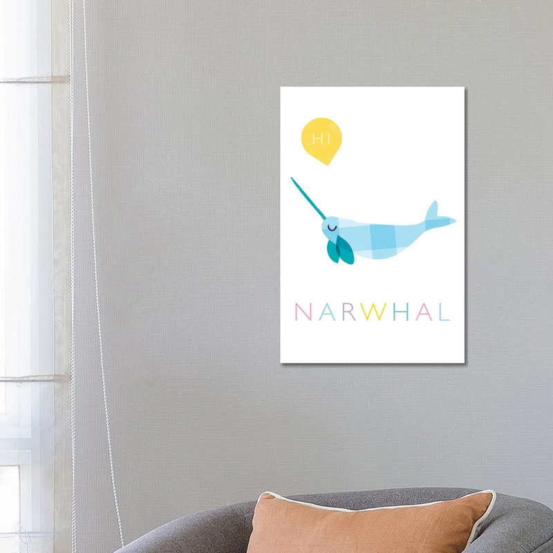 Narwhal by PaperPaintPixels - Wrapped Canvas Print, 66.04 cm H x 45.72 cm W x 3.175 cm D